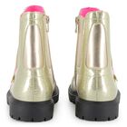 Girls Gold Faux Leather Ankle Boots, 1, hi-res
