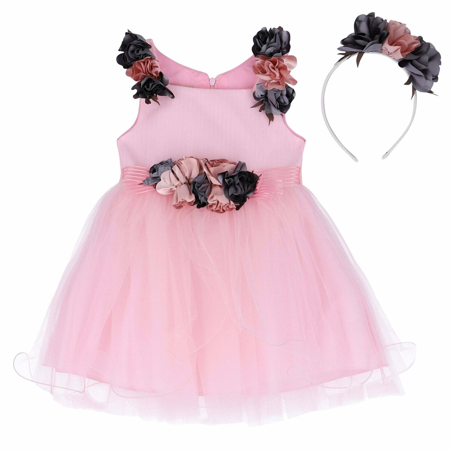 Girls Pink Sleeveless Dress, 1, hi-res