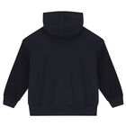 Boys Navy Blue Logo Hooded Top, 1, hi-res