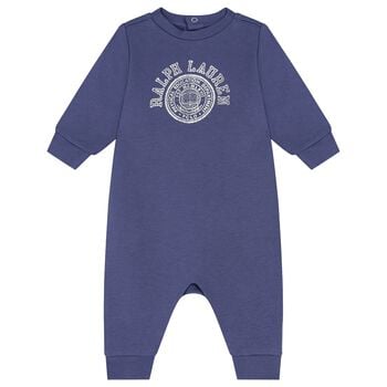 Baby Boys Navy Blue Varsity Logo Romper