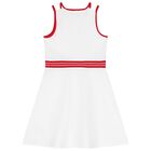 Girls White Cotton Skater Dress, 2, hi-res