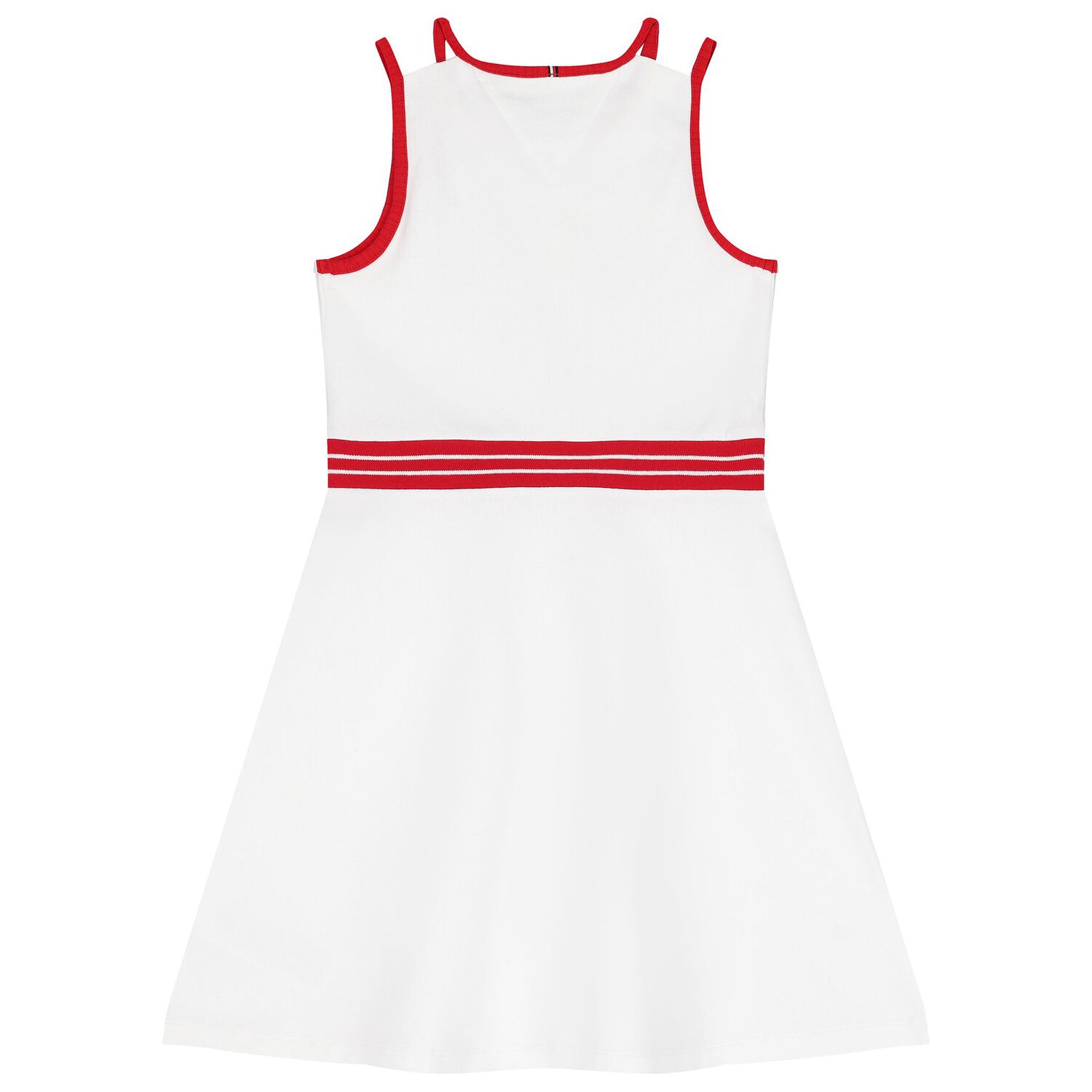 Girls White Cotton Skater Dress, 2, hi-res