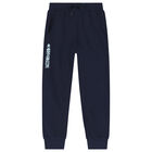 Boys Beige, Ivory & Navy Blue Tracksuit, 1, hi-res