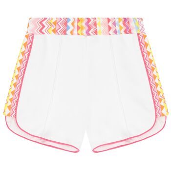Girls White Zigzag Shorts