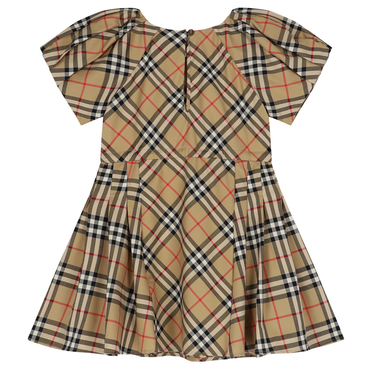 Girls Beige Check Dress, 1, hi-res