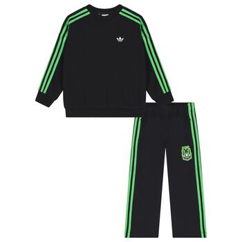 Adidas Kids Black & Green Logo Tracksuit, 1 Black & Green Logo Tracksuit