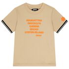 Boys Beige Logo T-Shirt, 1, hi-res