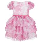 Girls White & Pink Tulle Floral Dress, 1, hi-res