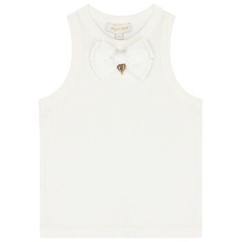 Girls White Bow Top