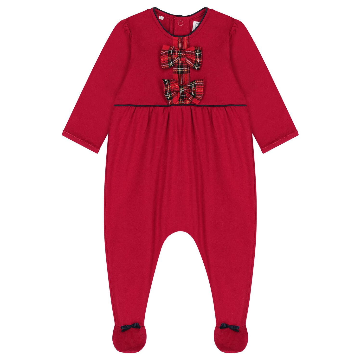 Baby Girls Red Tartan Bows Babygrow, 1, hi-res