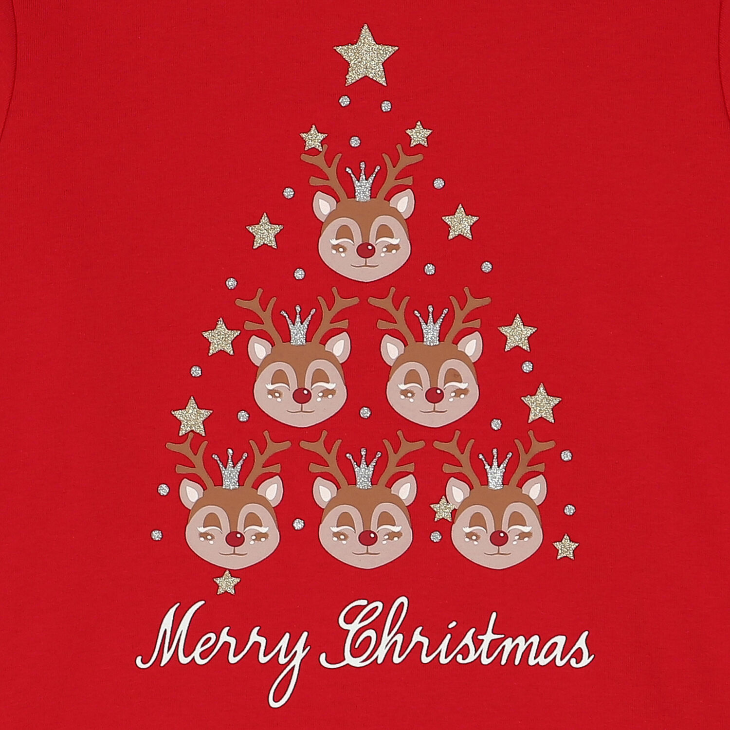 Girls Red Reindeer Sweatshirt, 1, hi-res