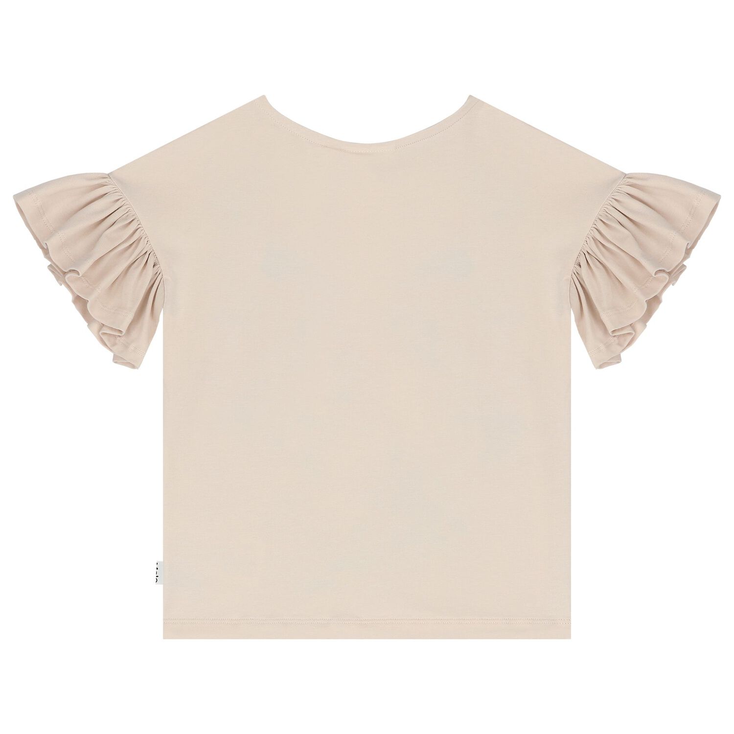 Girls Beige Ruffle T-shirts, 1, hi-res