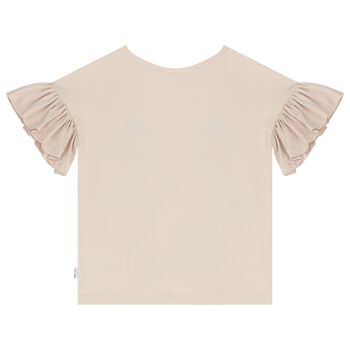 Girls Beige Ruffle T-shirts
