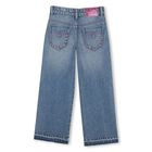 Girls Blue Denim Rhinestone Jeans, 1, hi-res