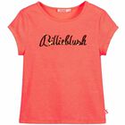 Girls Neon Pink 'Billieblush' T-shirt, 1, hi-res