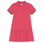 Girls Pink Logo Polo Shirt Dress, 1, hi-res