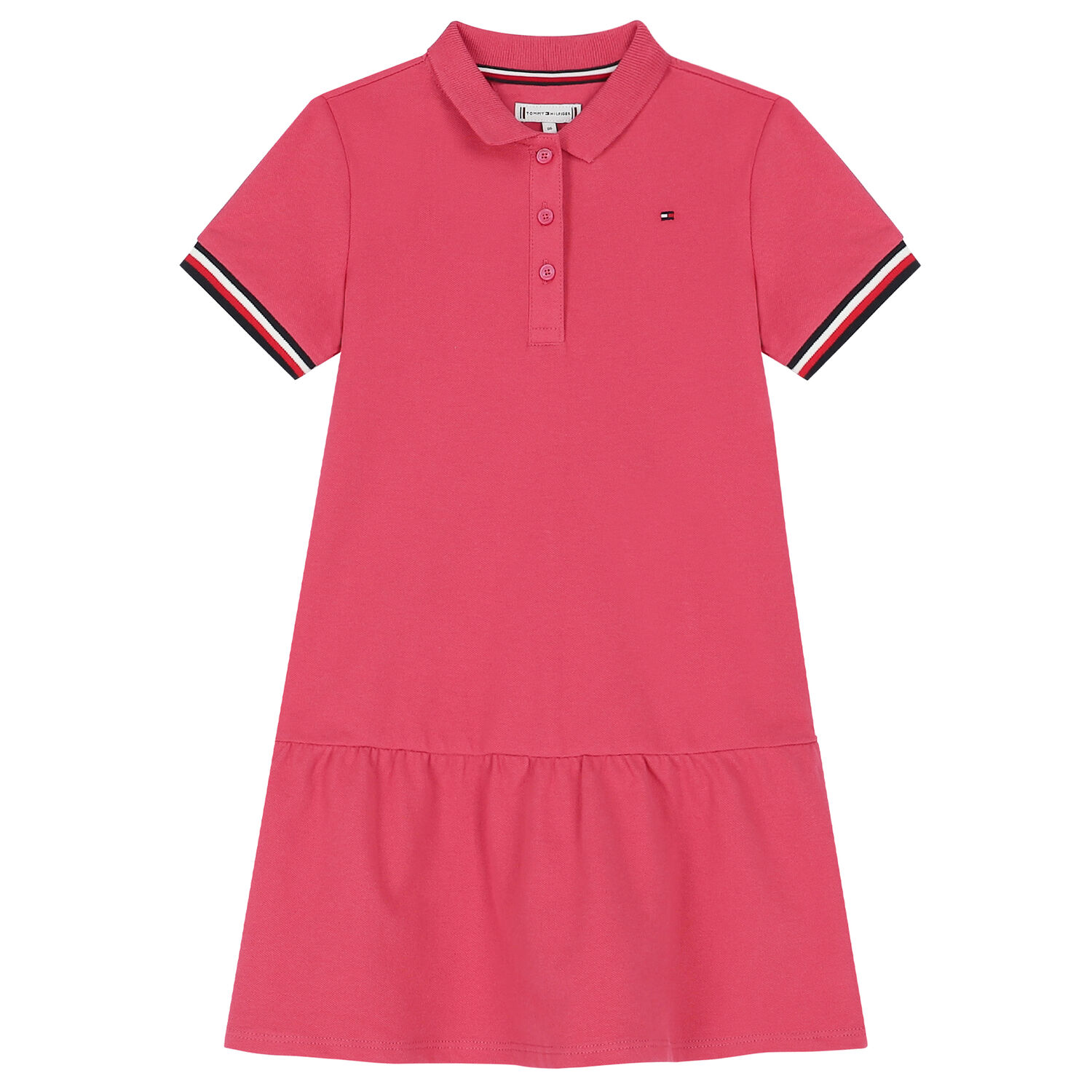 Girls Pink Logo Polo Shirt Dress, 1, hi-res