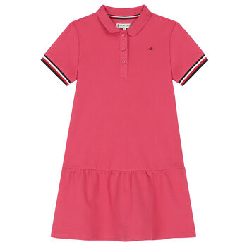 Girls Pink Logo Polo Shirt Dress