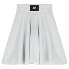Girls Silver Plissé Skirt, 1, hi-res