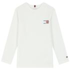 Boys White Logo Long Sleeve Top, 1, hi-res