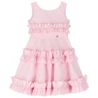 Girls Pink Ruffled Dress, 2, hi-res