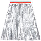 Girls Silver Sequin Skirt, 1, hi-res
