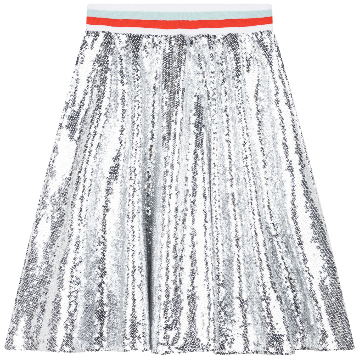 Girls Silver Sequin Skirt, 1, hi-res