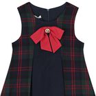 Girls Navy Blue & Green Tartan Dress, 1, hi-res