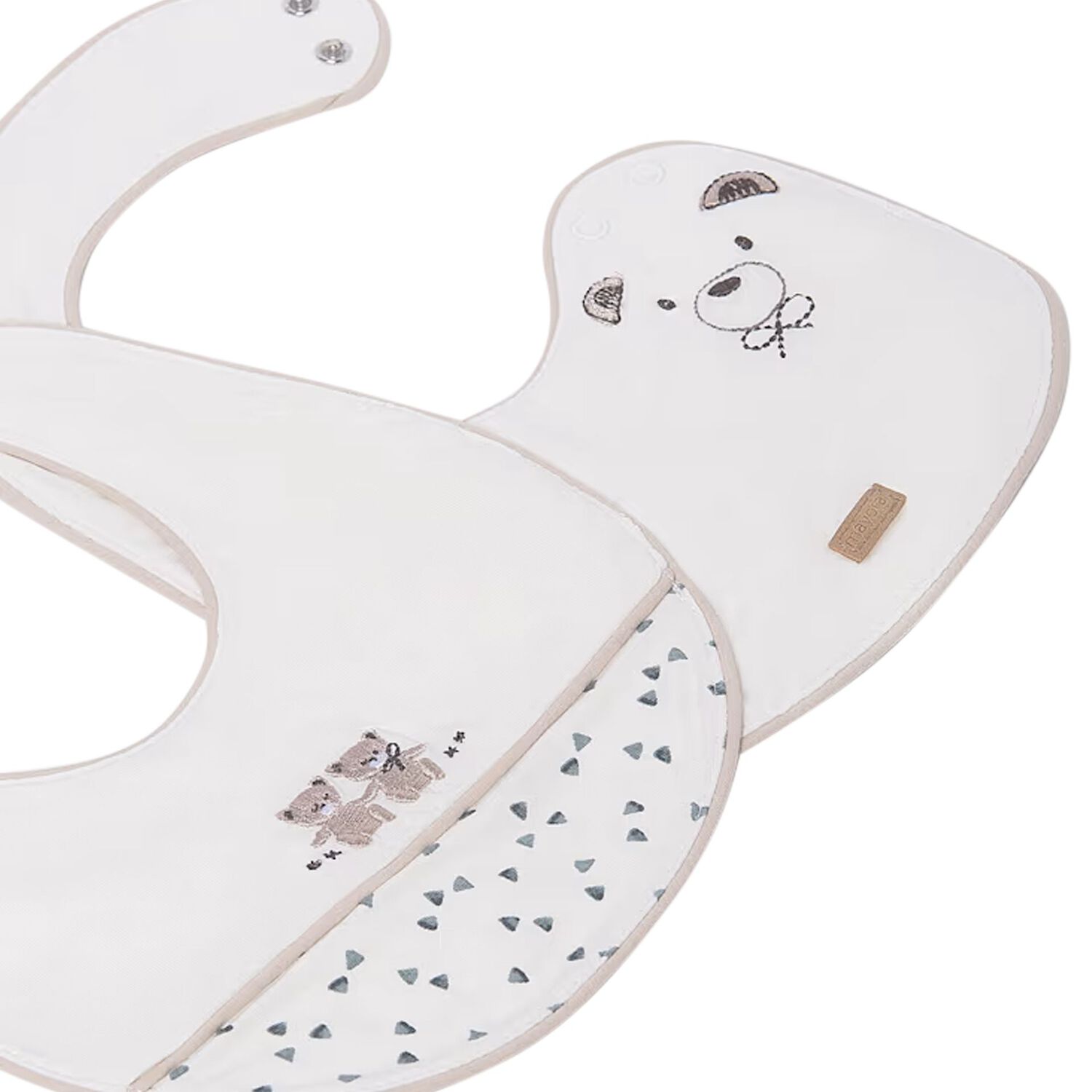 White Teddy Bear Bibs ( 2 Pack ), 1, hi-res