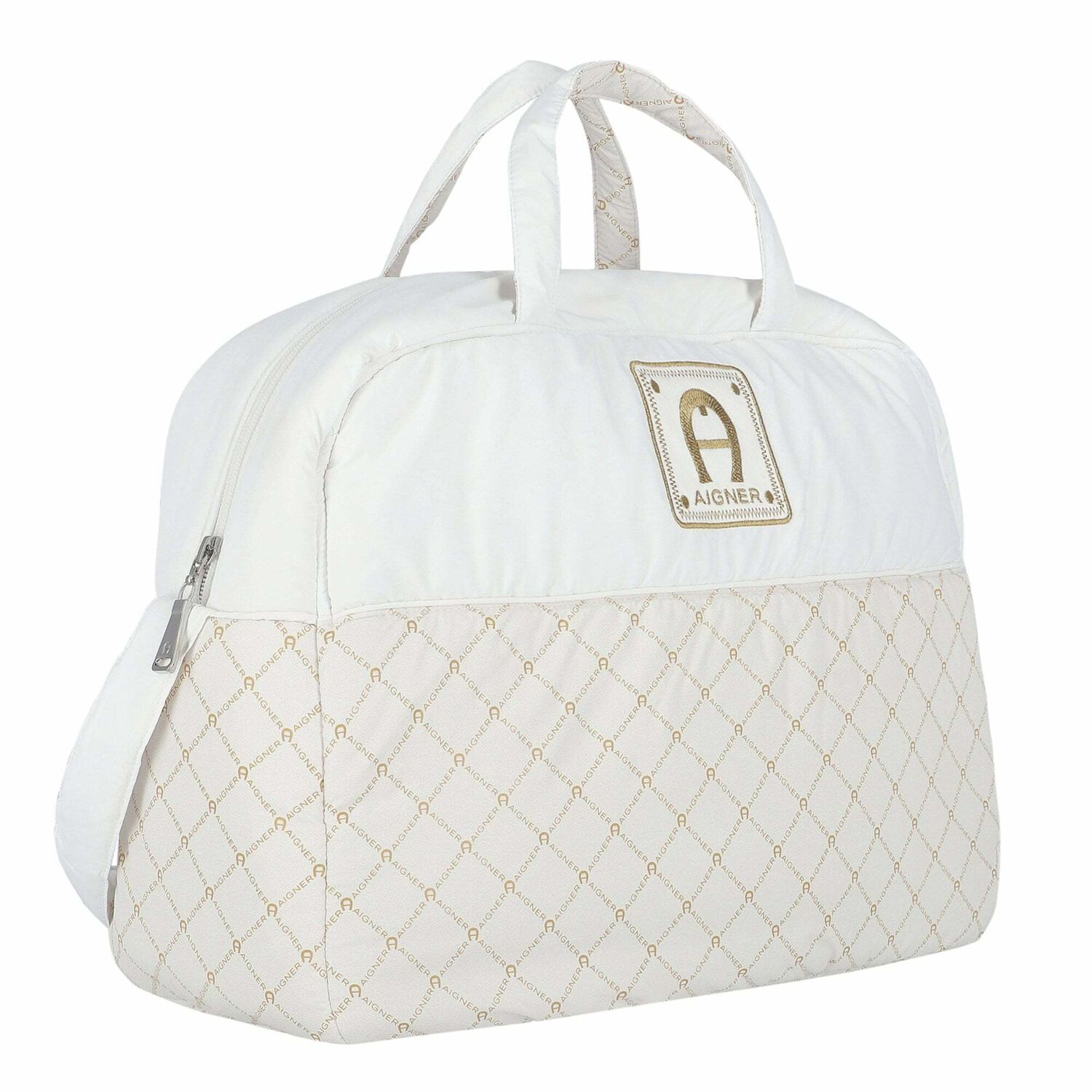Ivory & Gold Logo Baby Changing Bag, 1, hi-res