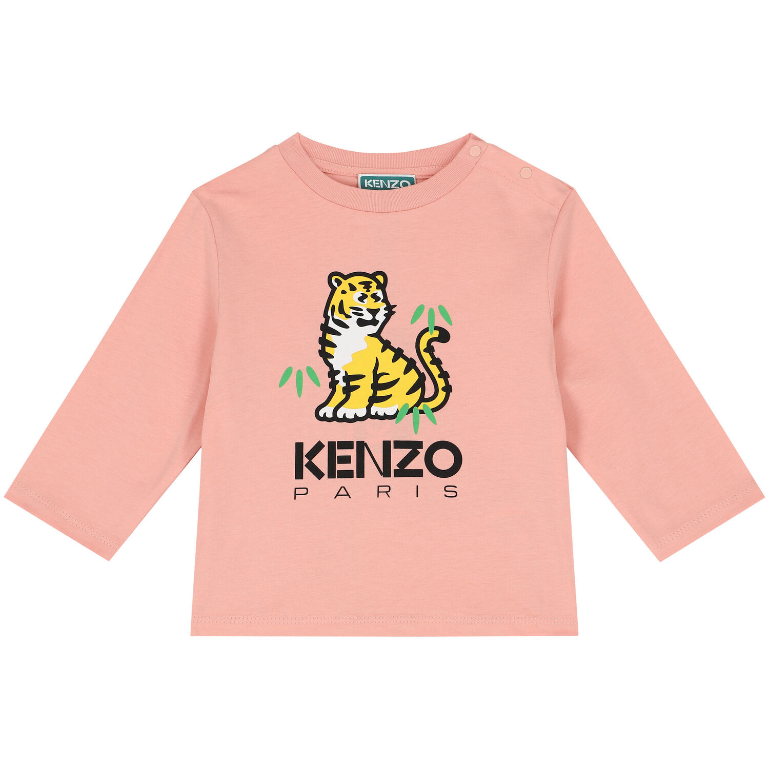 Girls Pink Tiger Logo Long Sleeve Top, 2, hi-res image number null