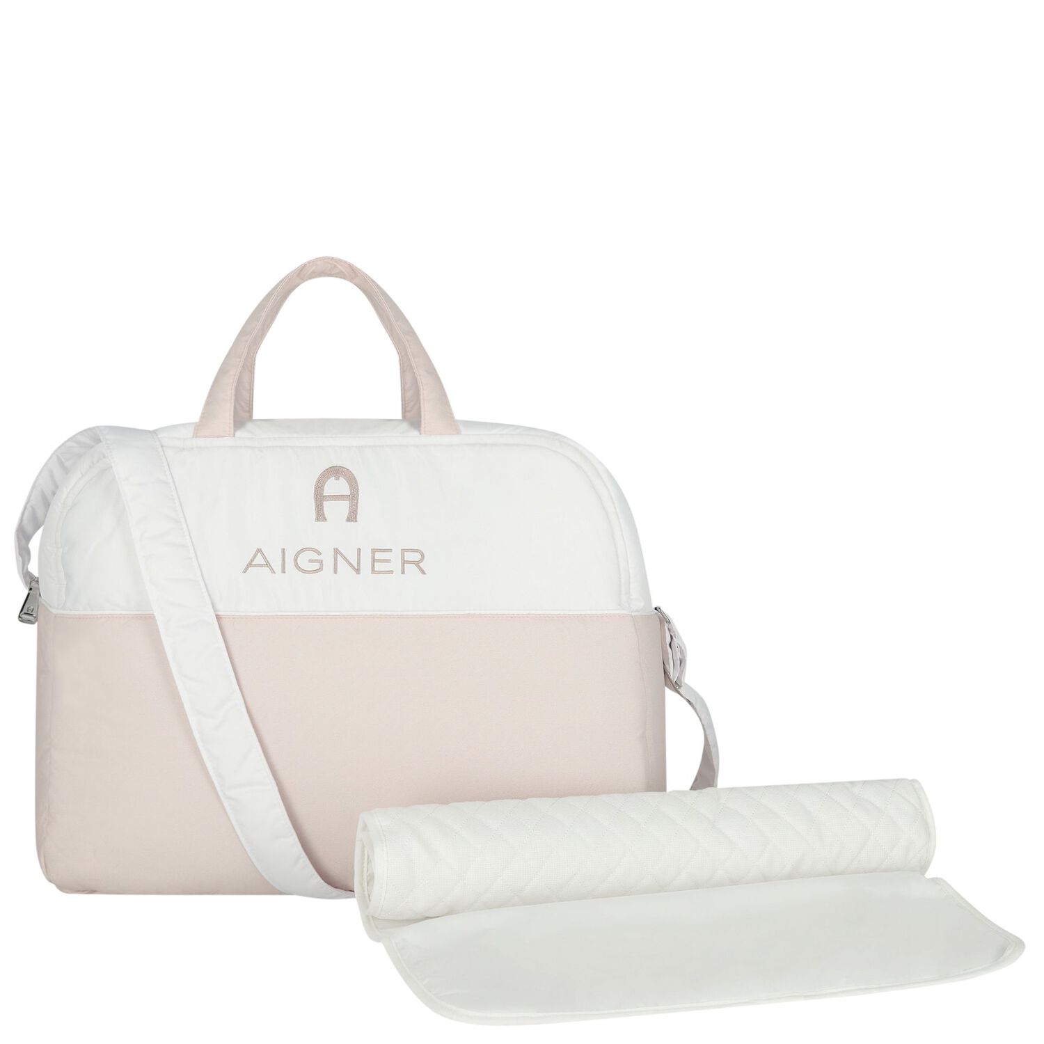 White & Beige Logo Baby Changing Bag, 1, hi-res