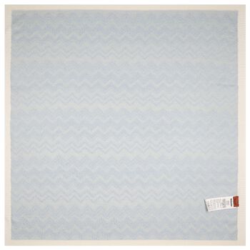 Ivory & Blue Zig Zag Knitted Baby Blanket