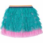 Girls Green Tulle Ruffle Skirt, 1, hi-res