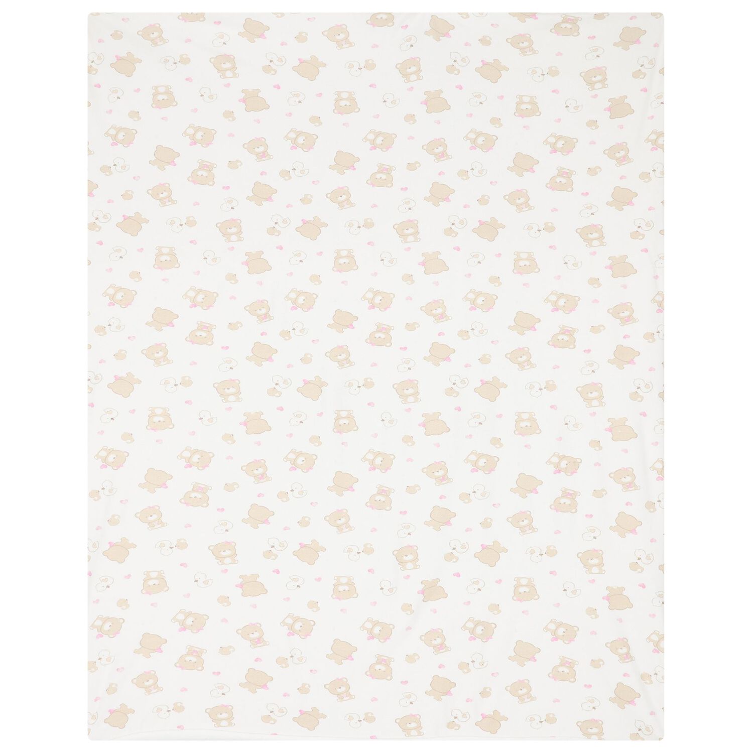 Baby Girls Ivory Teddy Bear Blanket, 1, hi-res