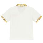 Younger Boys Ivory Barocco Polo Shirt, 1, hi-res