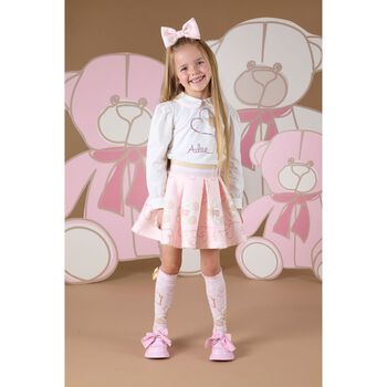 Girls Pink Bow Trainers