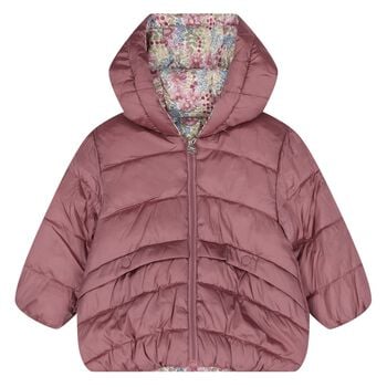 Younger Girls Rose Gold & Pink Floral Reversible Coat