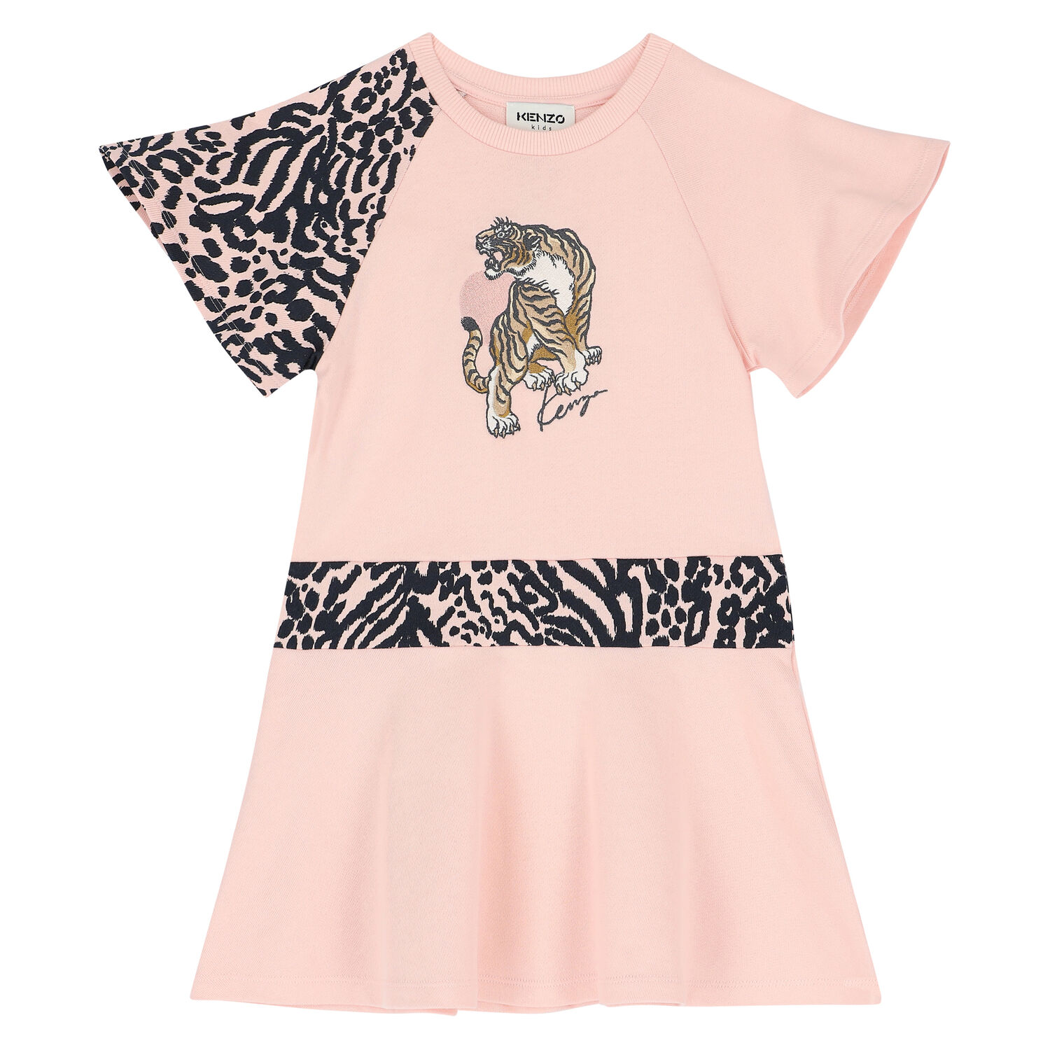 Girls Pink Logo Tiger Dress, 1, hi-res