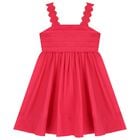 Girls Pink Pleated Satin Dress, 1, hi-res