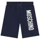 Boys Black Logo Shorts, 1, hi-res