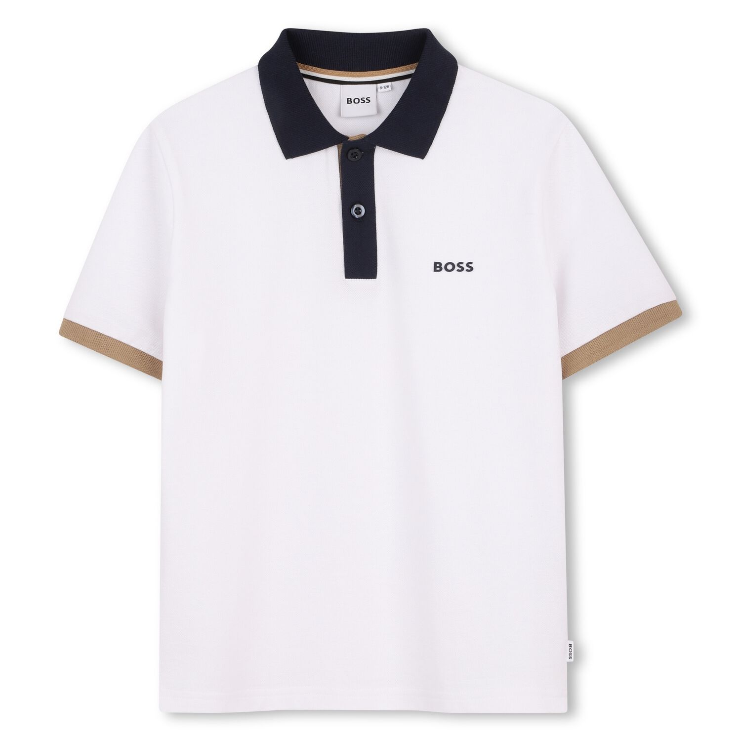 Boys White Logo Polo Shirt, 1, hi-res