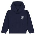 Boys Navy Blue Logo Hooded Top, 1, hi-res