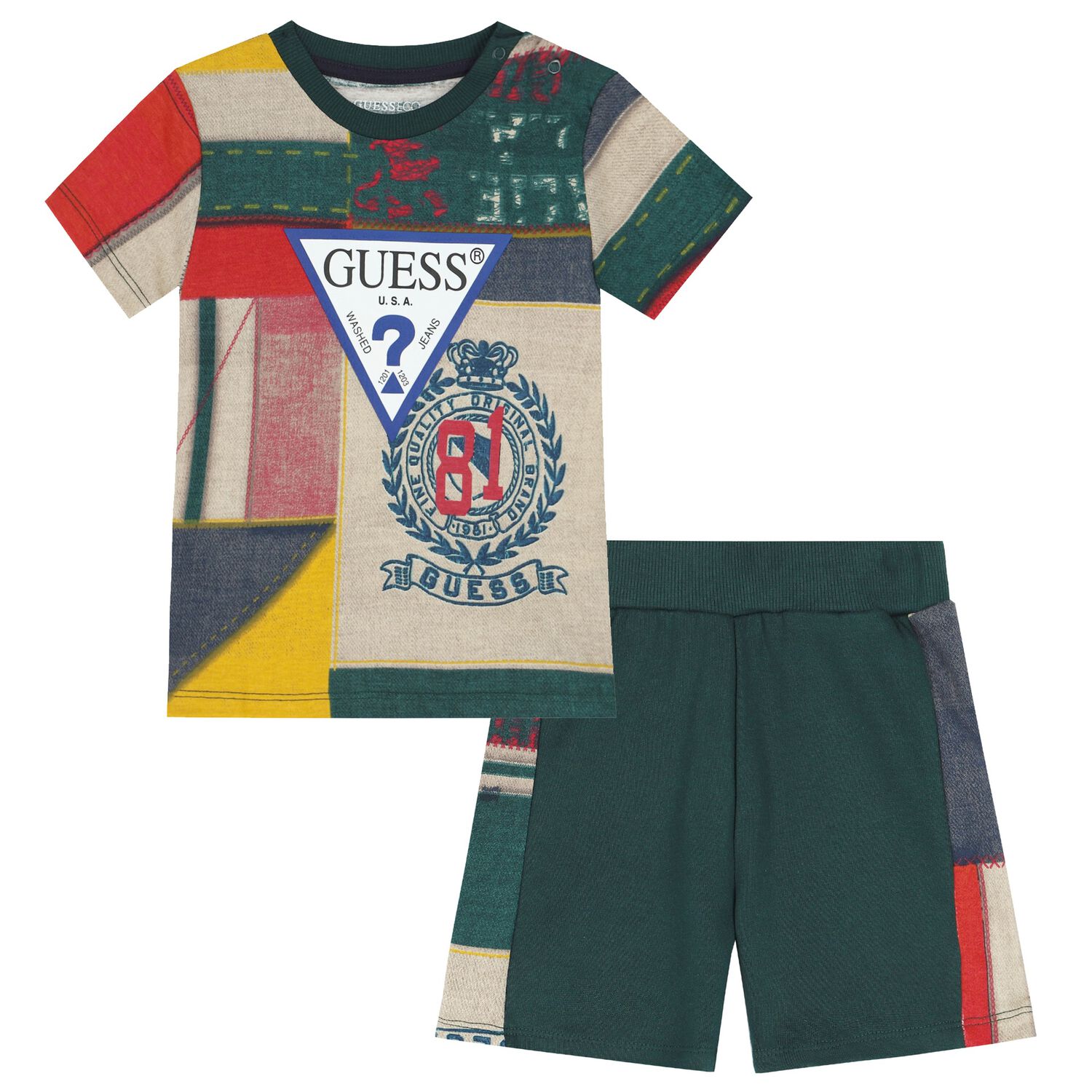 Younger Boys Multi-Coloured Logo Shorts Set, 2, hi-res