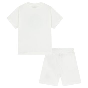 Boys White Logo Shorts Set