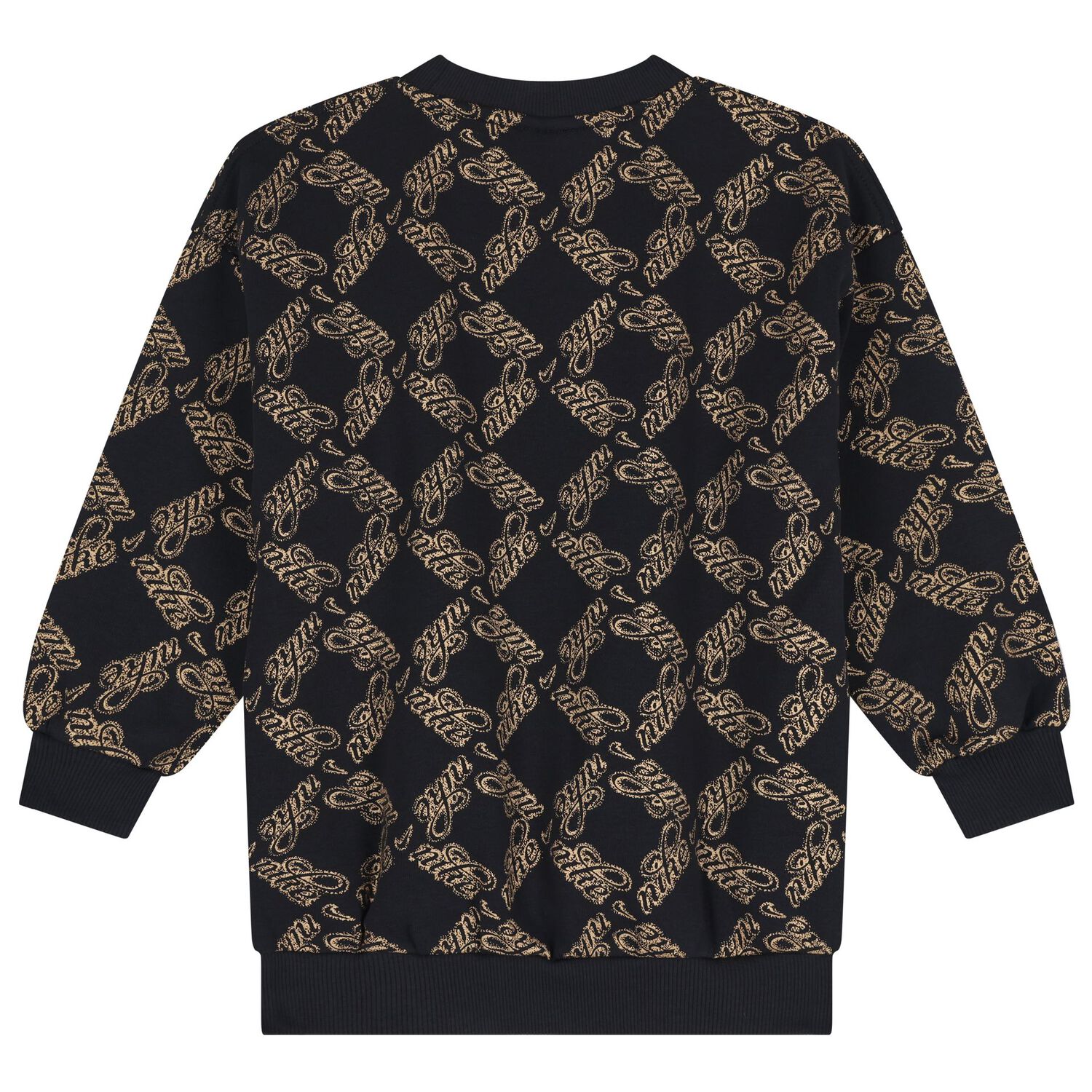 Girls Black & Gold Logo Oversized Sweatshirt, 1, hi-res