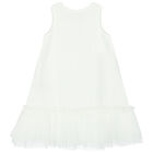 Girls White Embellished Tulle Dress, 1, hi-res