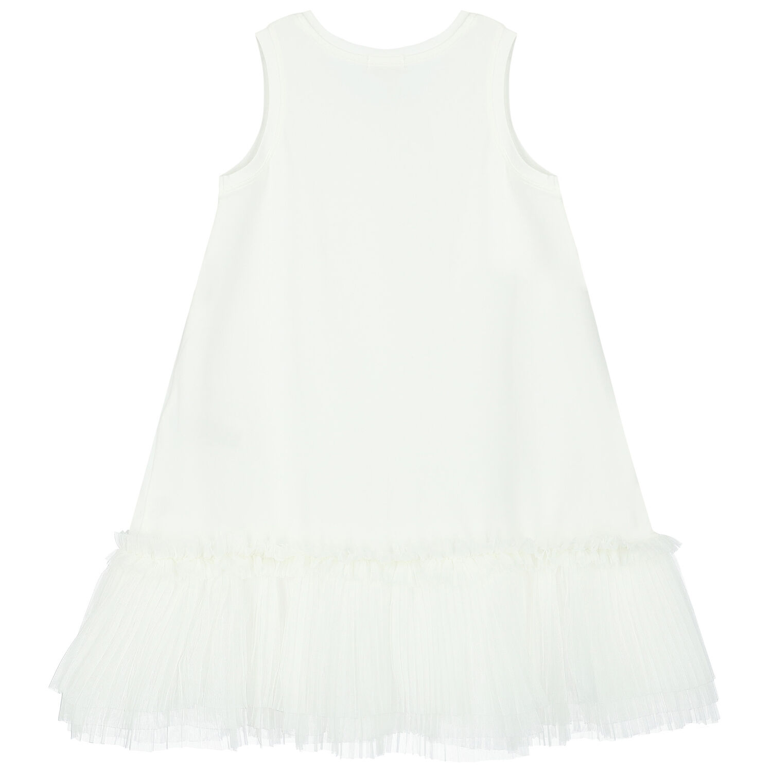 Girls White Embellished Tulle Dress, 1, hi-res