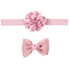 Younger Girls Pink Flower Headband & Bow Hair Clip Set, 2, hi-res
