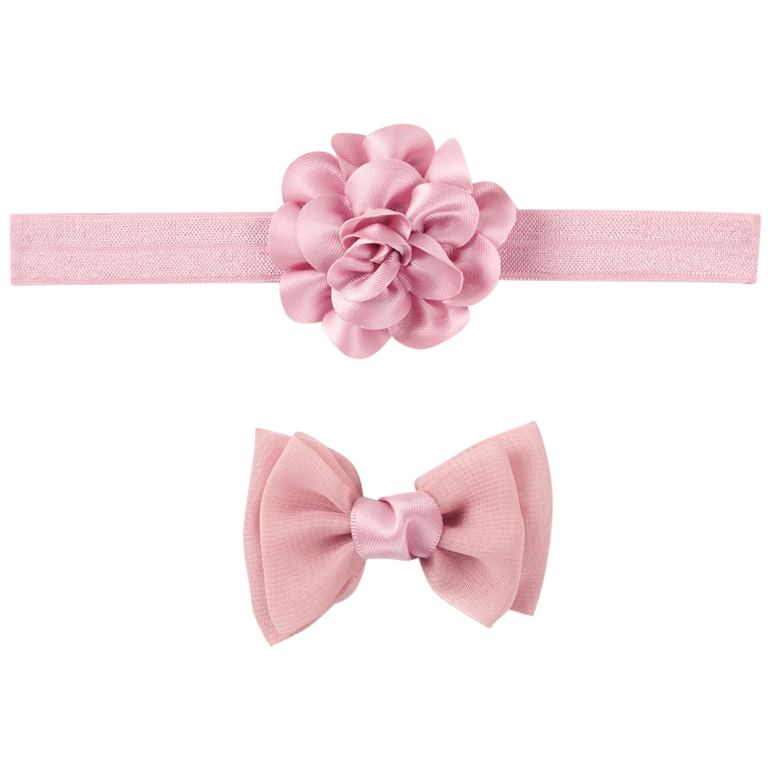 Younger Girls Pink Flower Headband & Bow Hair Clip Set, 2, hi-res